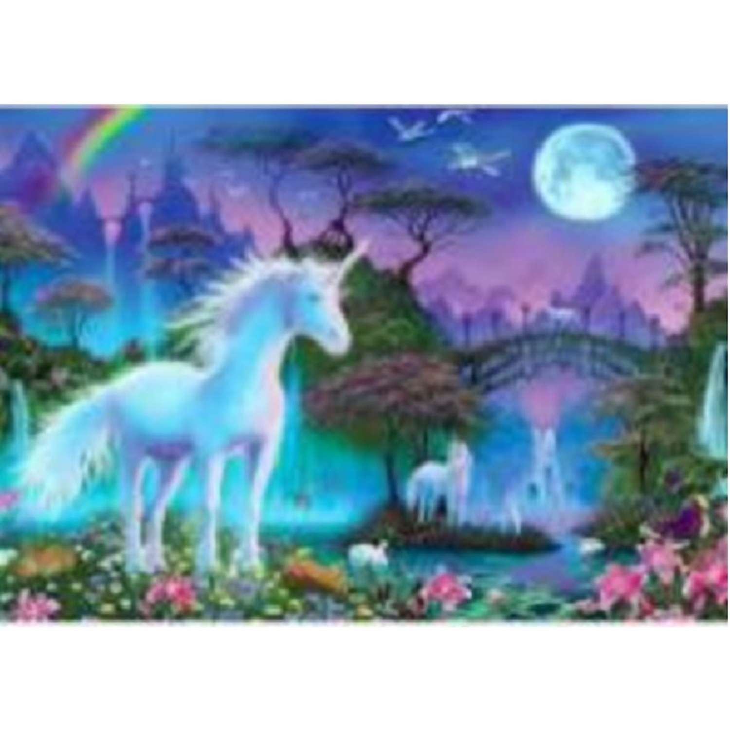 Картина по номерам на дереве 40х50 Единорог и замок-призрак (26 красок)