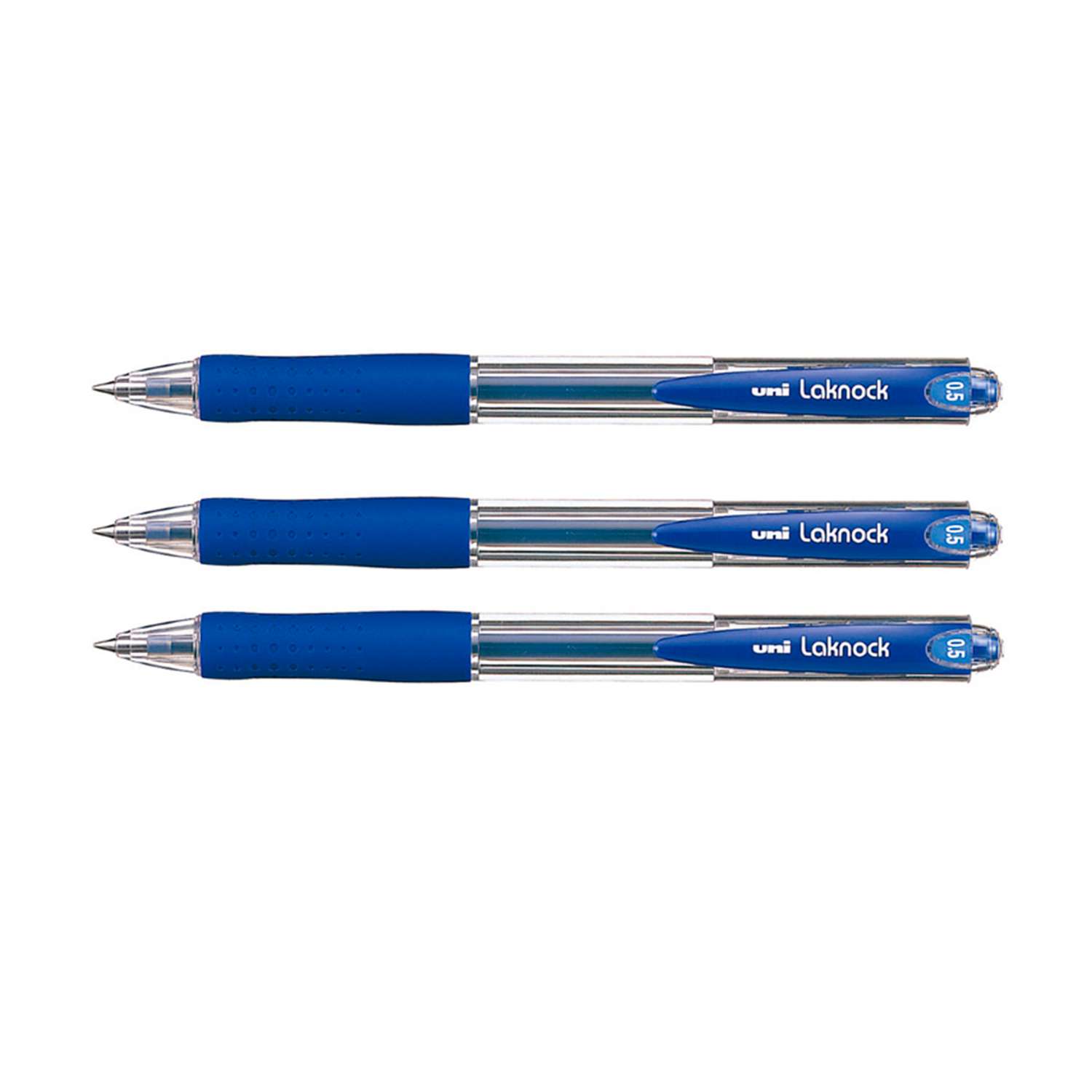 Ручка шариковая UNI Laknock SN-100 автоматическая синий 0.5 мм. 3 шт - фото 1