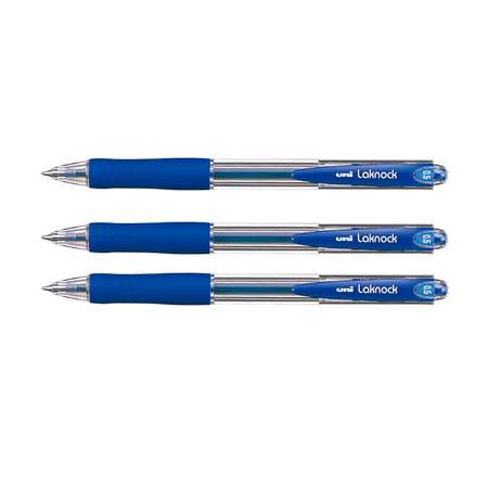 Ручка шариковая UNI Laknock SN-100 автоматическая синий 0.5 мм. 3 шт