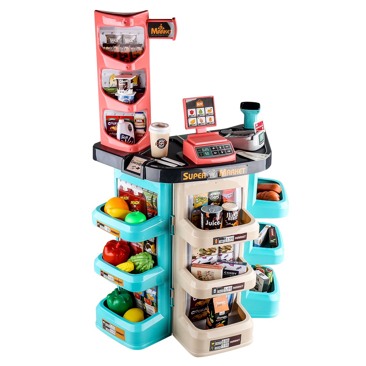Игровой набор Jiacheng Супермаркет с тележкой и продуктами 47 предметов - фото 2