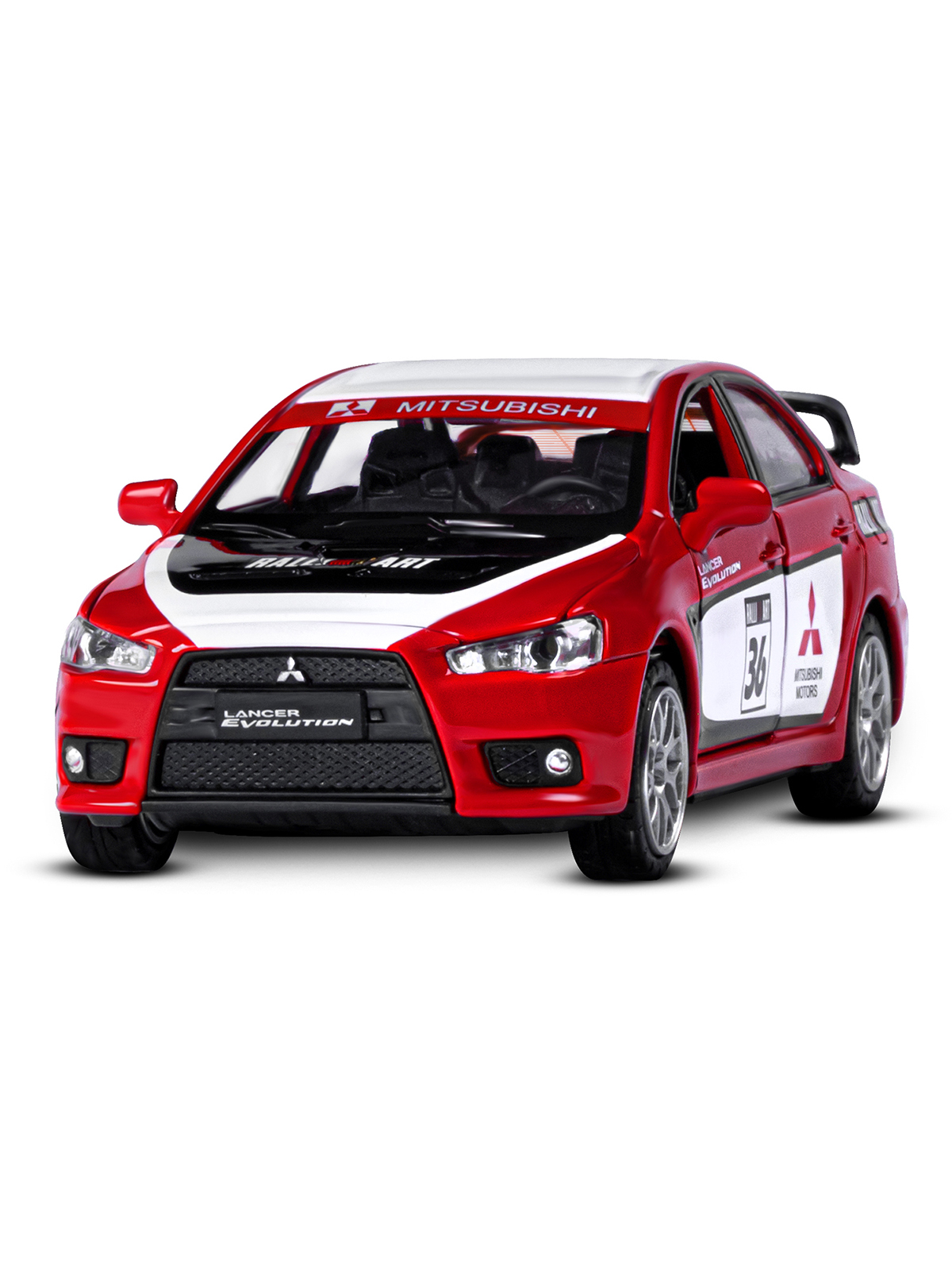 Автомобиль АВТОпанорама Mitsubishi Lancer Evolution 1:32 красный JB1251543 - фото 10