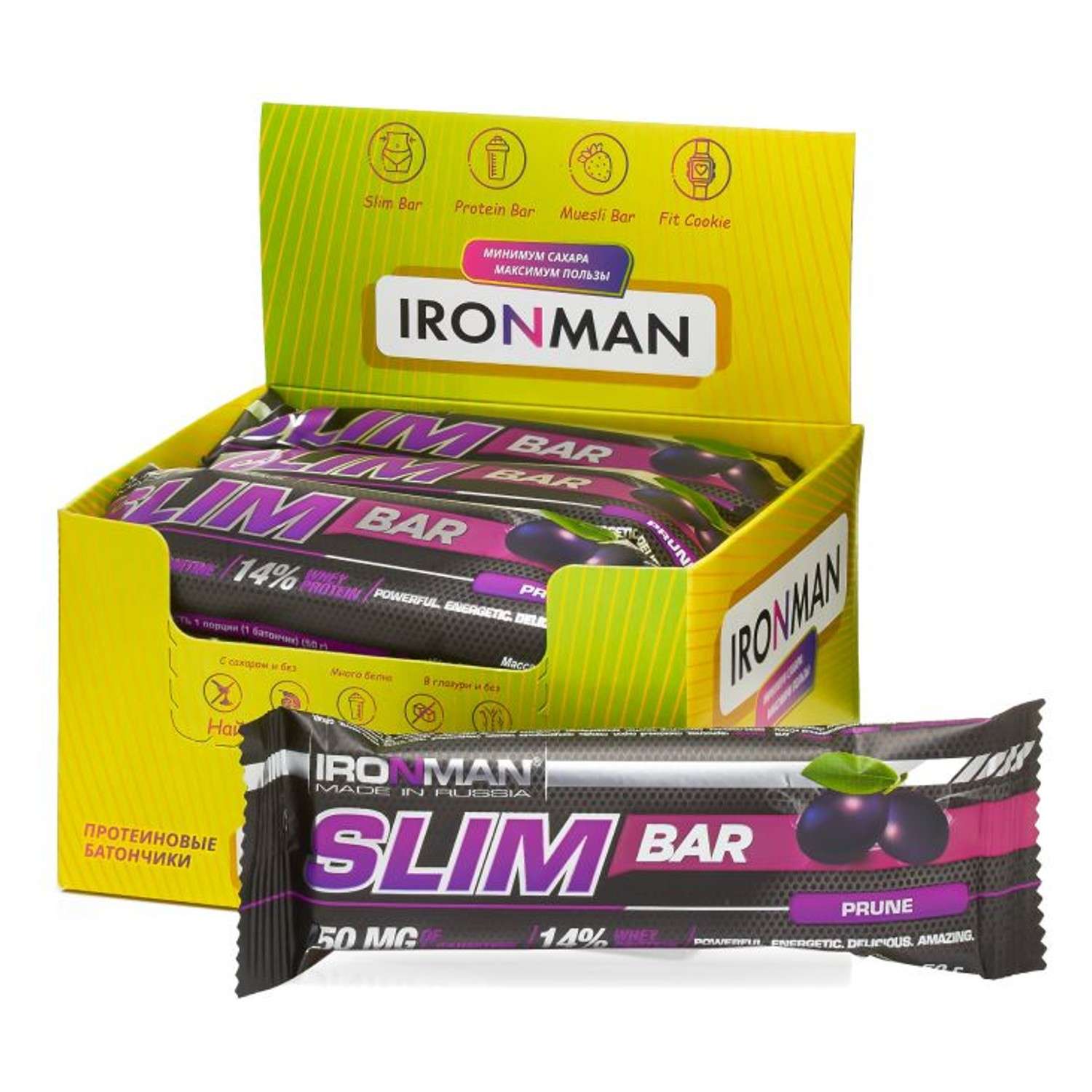 Продукт пищевой IronMan Slim Bar чернослив 12*50г - фото 1