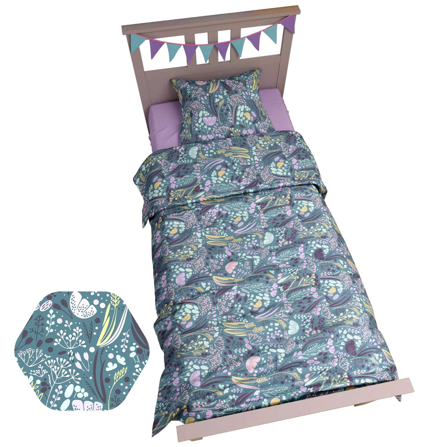 Комплект в кроватку AmaroBaby Time To Sleep Flower dreams фиолетовый 3 предмета - фото 3