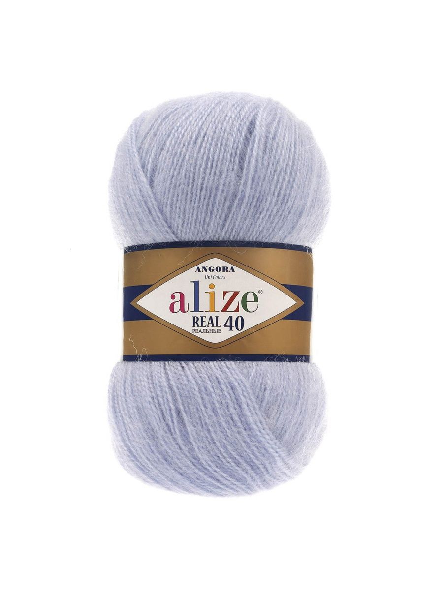 Пряжа Alize мягкая для вязания теплых вещей Angora real 40 100 гр 430 м 5 мотков 51 светло-голубой - фото 6