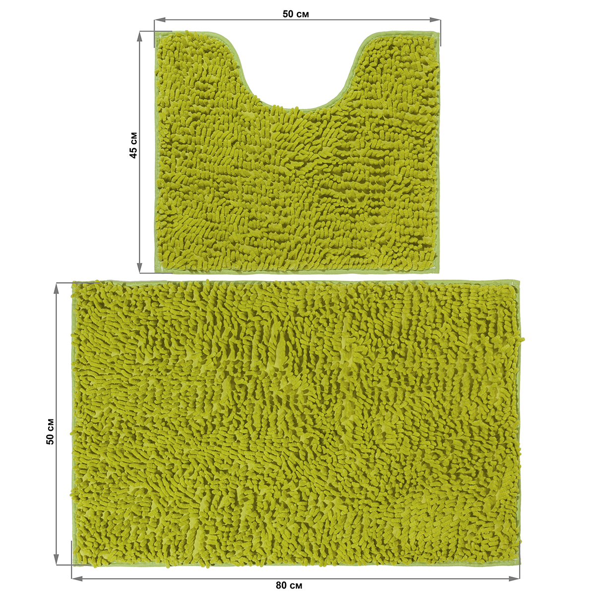 Набор ковриков El Casa 2 шт 50х45х2.5 см и 80х50х2.5 см Зеленый. с антискользящим покрытием - фото 2