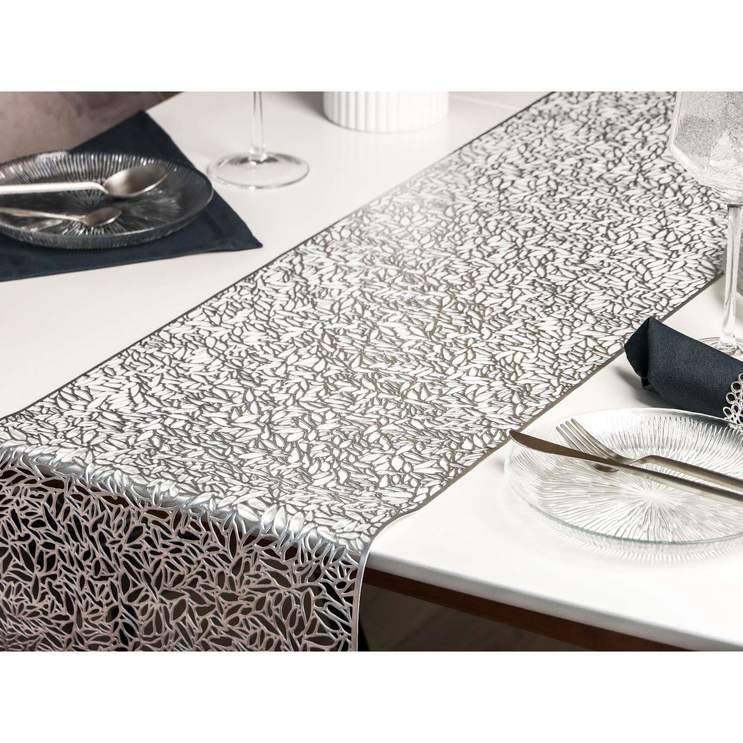 Дорожка Доляна на стол «Манифик» 30×150 см цвет серебряный - фото 6