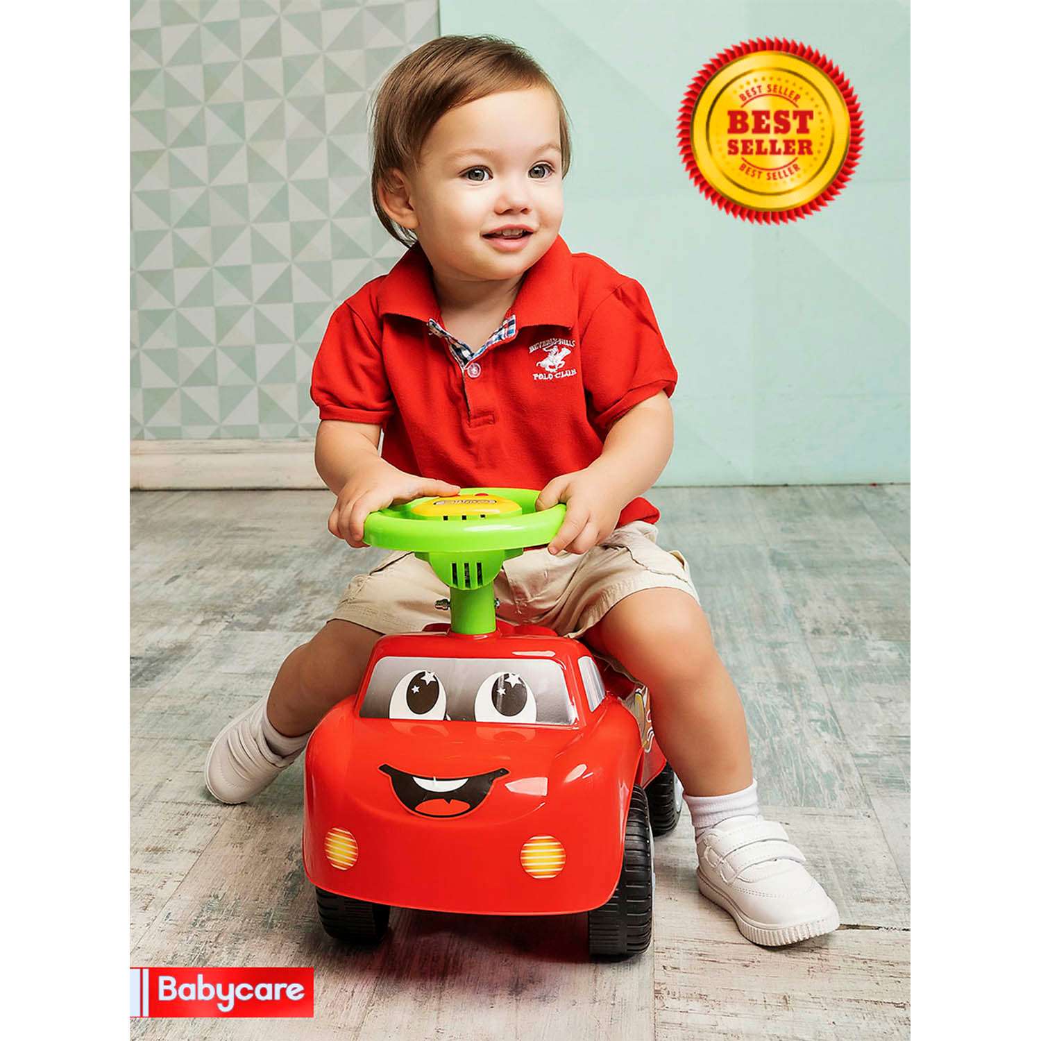 Каталка BabyCare Dreamcar музыкальный руль Красный - фото 4