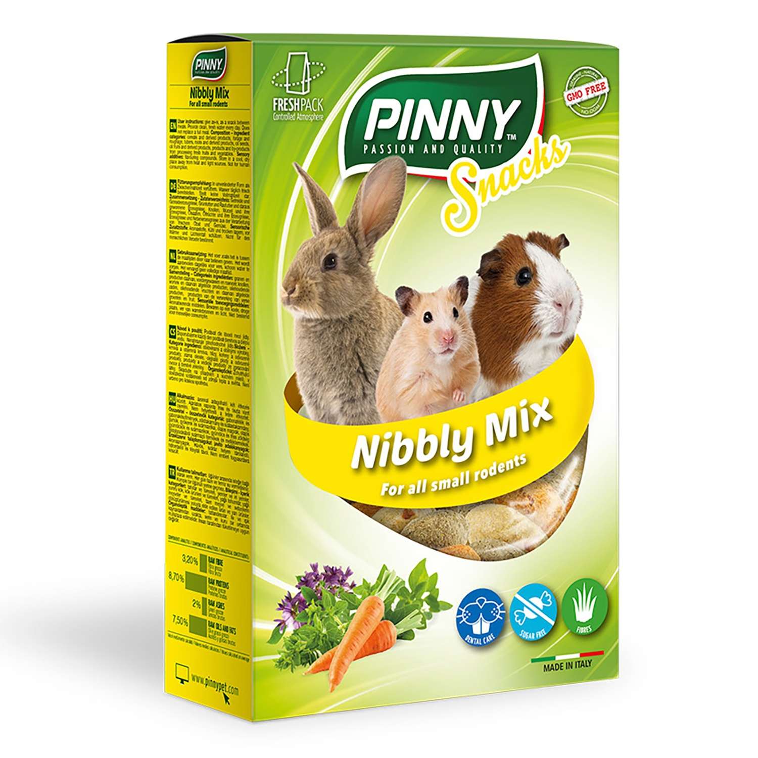 Снеки витаминные для грызунов PINNY 150г Snack Nibbly Mix с морковью-петрушкой-люцерной - фото 1