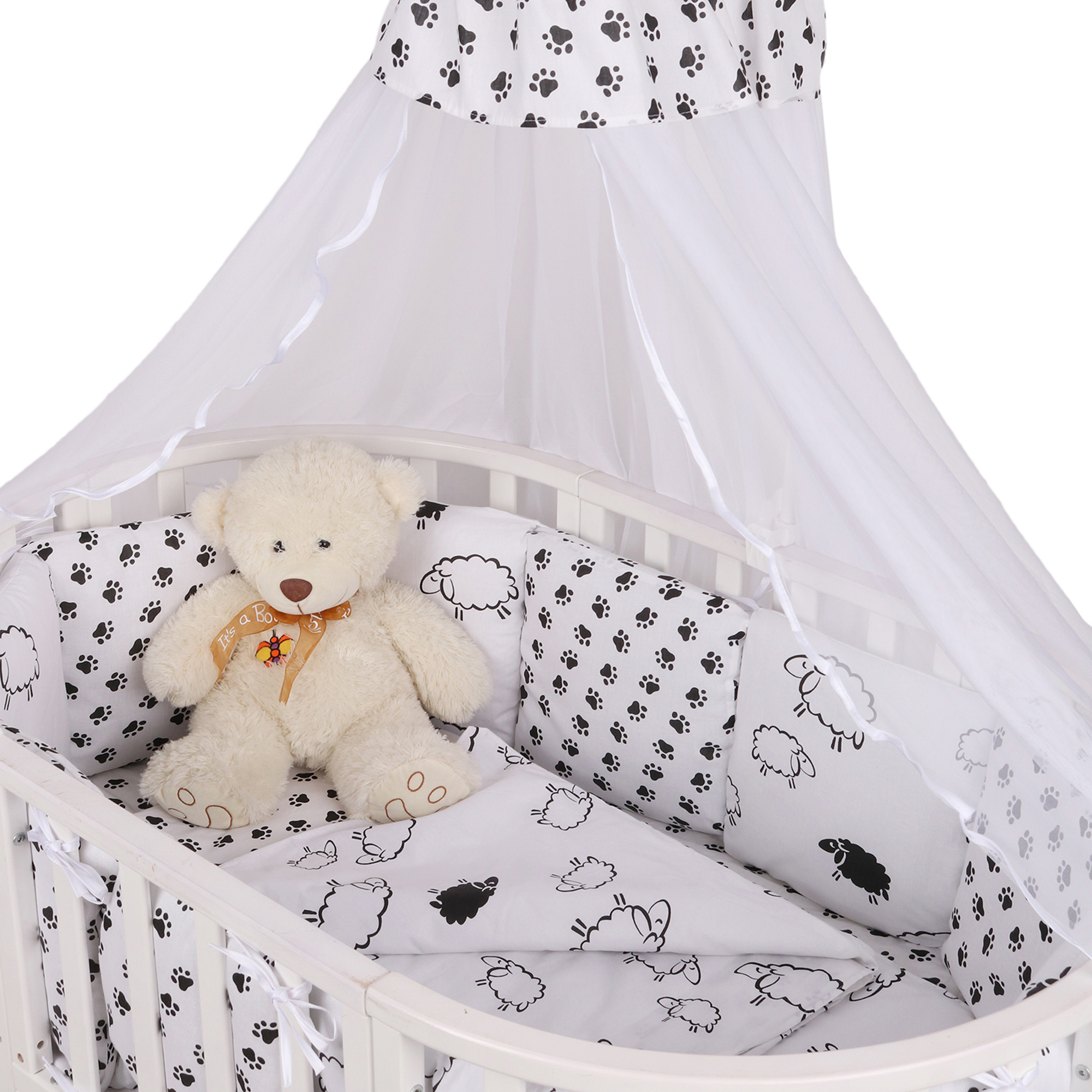 Бортик в кроватку AmaroBaby 12 предметов HOME ELITE белый черный - фото 4