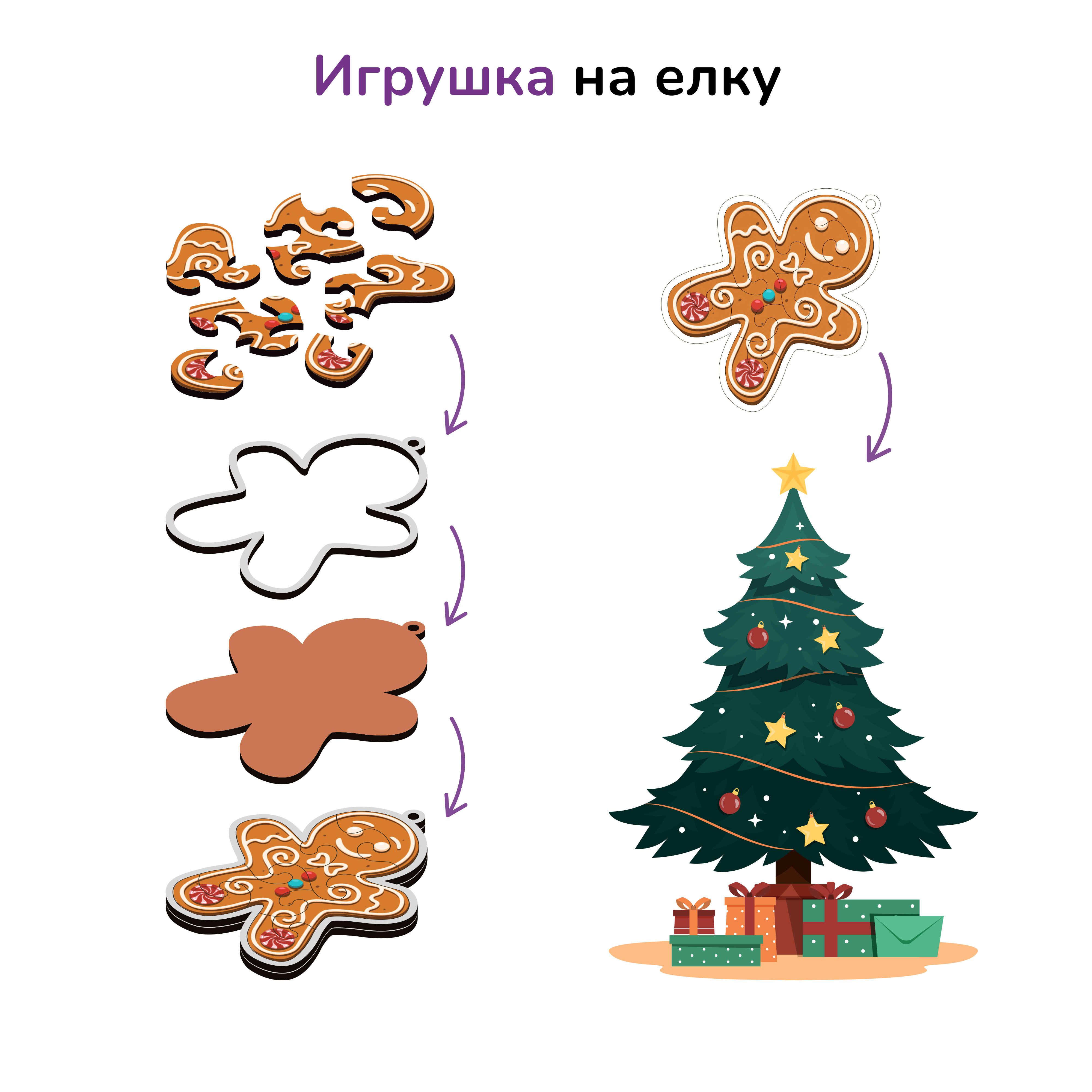 Пазл фигурный деревянный Active Puzzles Новогодние игрушки - фото 4