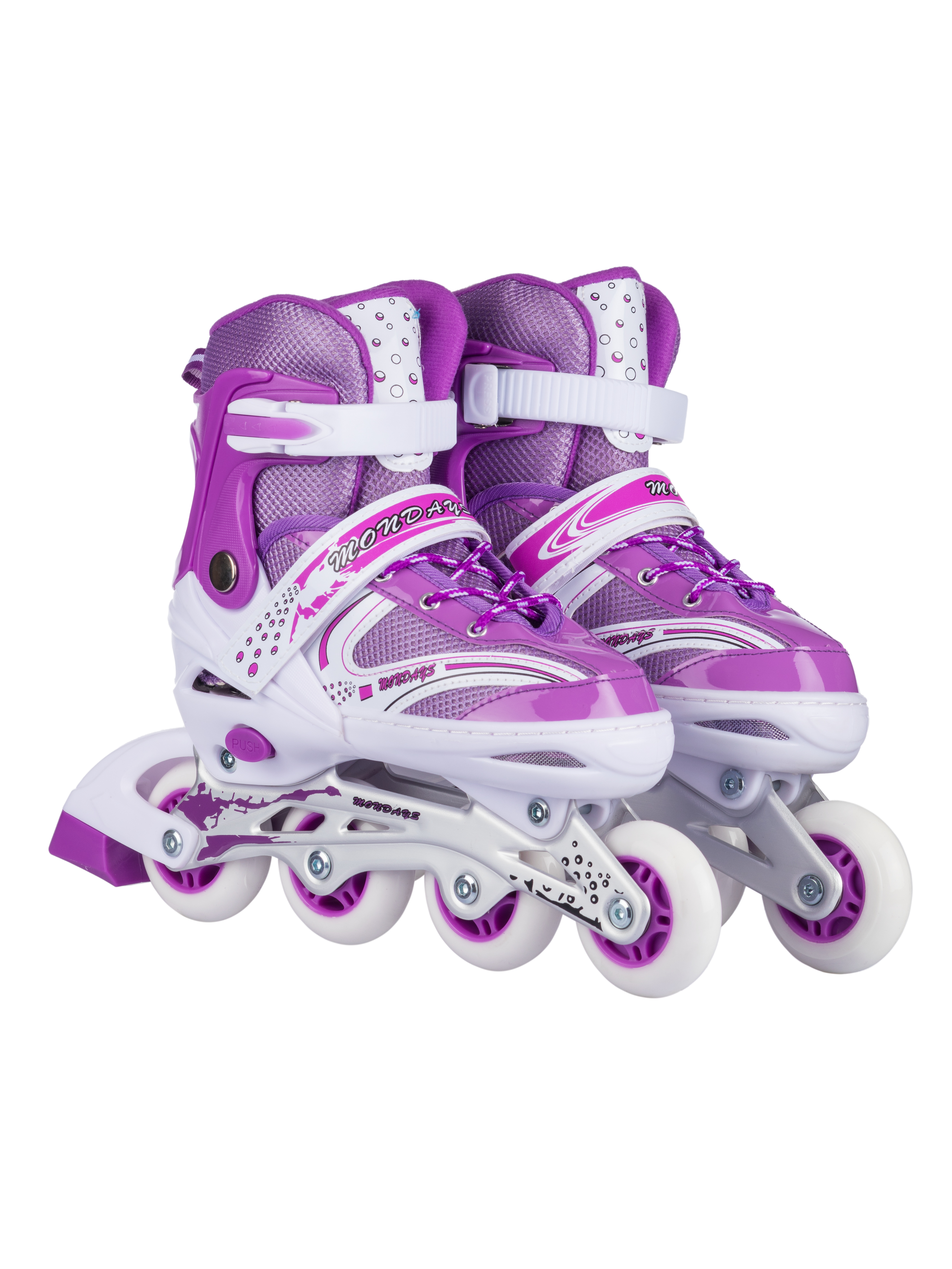 Роликовые коньки BABY STYLE раздвижные 34-37 S шлем и защита светящиеся колеса фиолетовый - фото 1