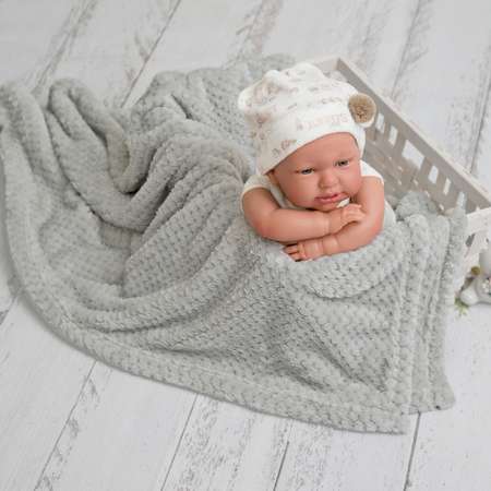 Плед в кроватку Baby Nice MICRO VELUR Жаккард75х100 серый