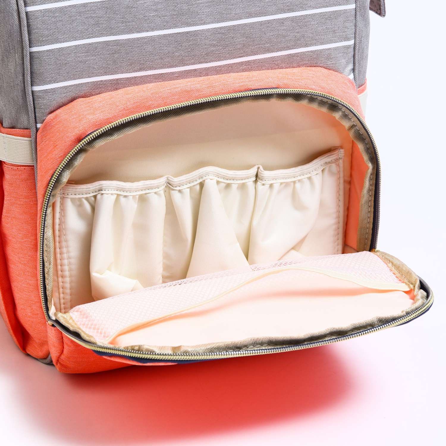 Сумка-рюкзак Sima-Land для хранения вещей малыша цвет серый/розовый - фото 7
