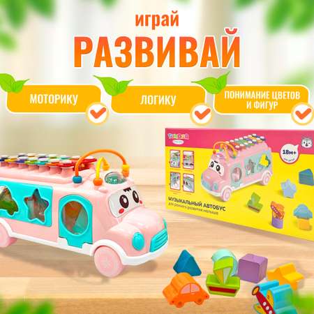 Развивающий сортер каталка SHARKTOYS Автобус ксилофон игра