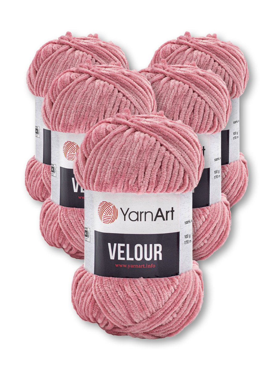 Пряжа для вязания YarnArt Velour 100 г 170 м микрополиэстер мягкая велюровая 5 мотков 862 пыльно-розовый - фото 3