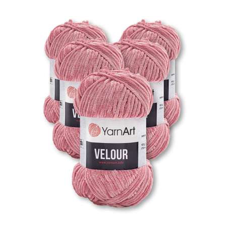 Пряжа для вязания YarnArt Velour 100 г 170 м микрополиэстер мягкая велюровая 5 мотков 862 пыльно-розовый