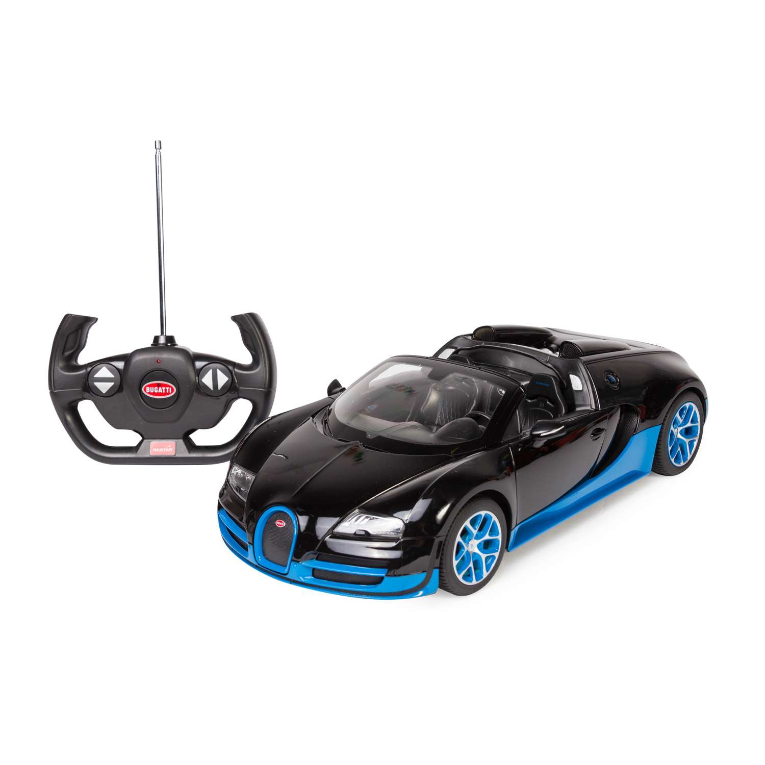 Машинка Rastar радиоуправляемая Bugatti Vitesse 1:14 черно-голубая - фото 1