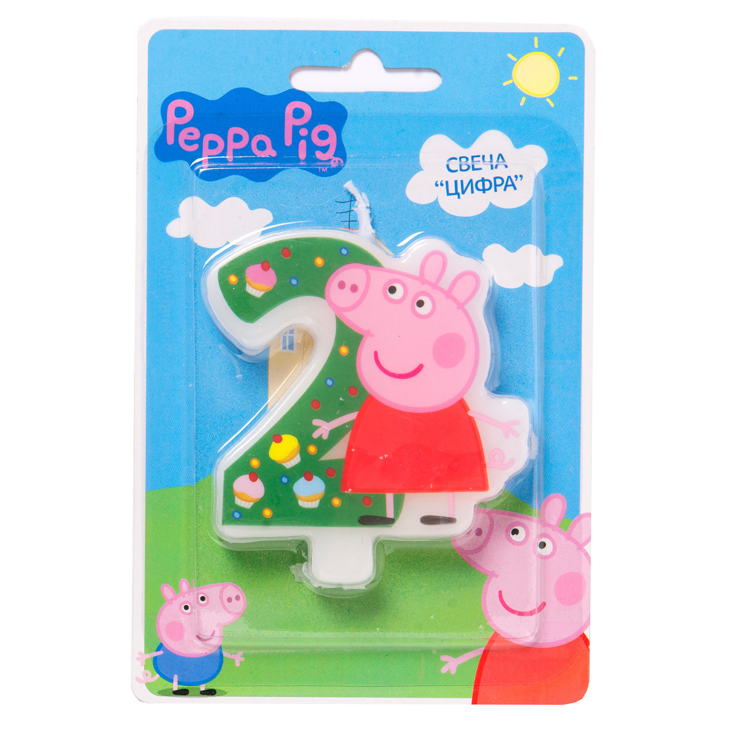 Фигурная свеча Росмэн Цифра 2 Peppa Pig - фото 3