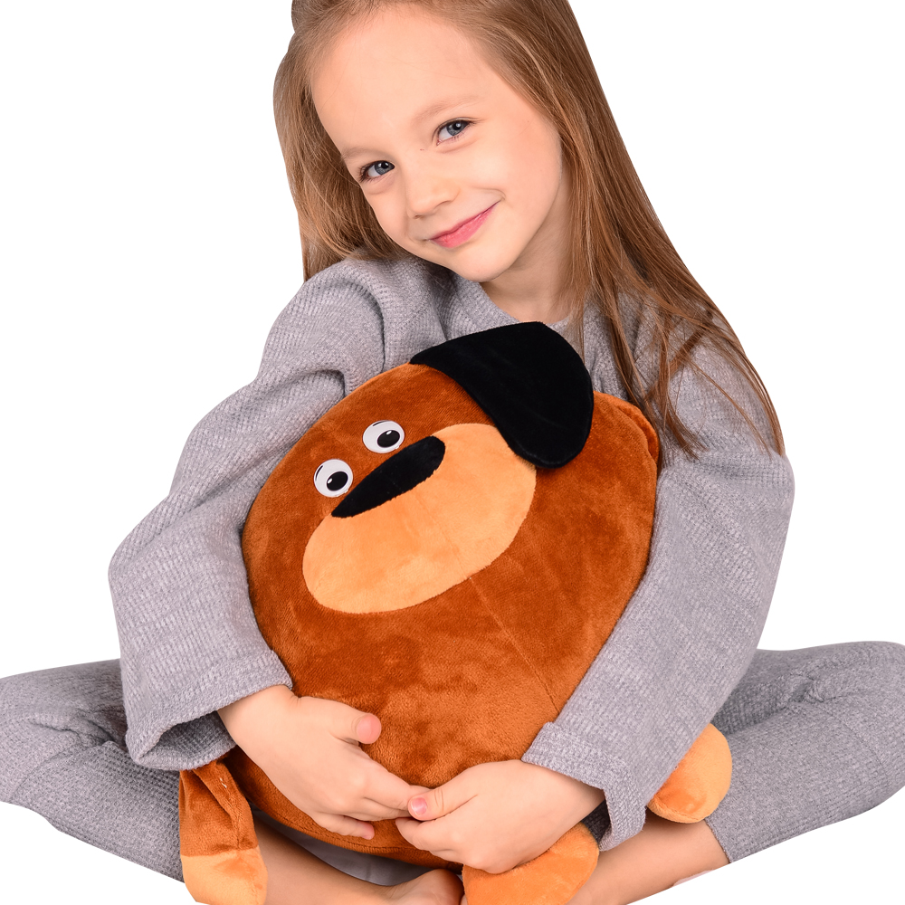 Игрушка мягкая NAT декоративная пижамница Собачка кругляш коричневый - фото 4