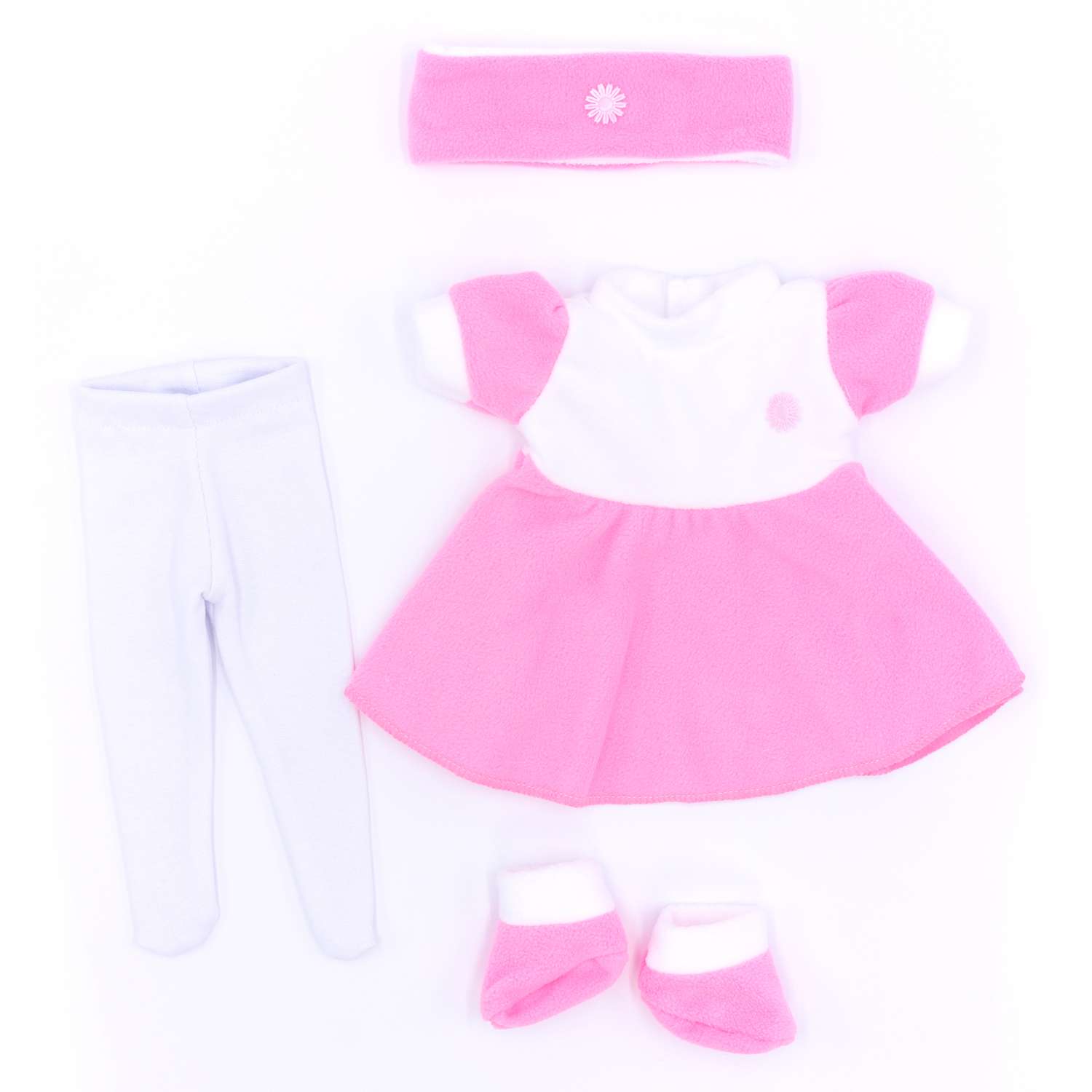Комплект для пупса Модница 43-48 см: платье колготки повязка на голову и тапочки 6118 розовый 6118розовый - фото 2
