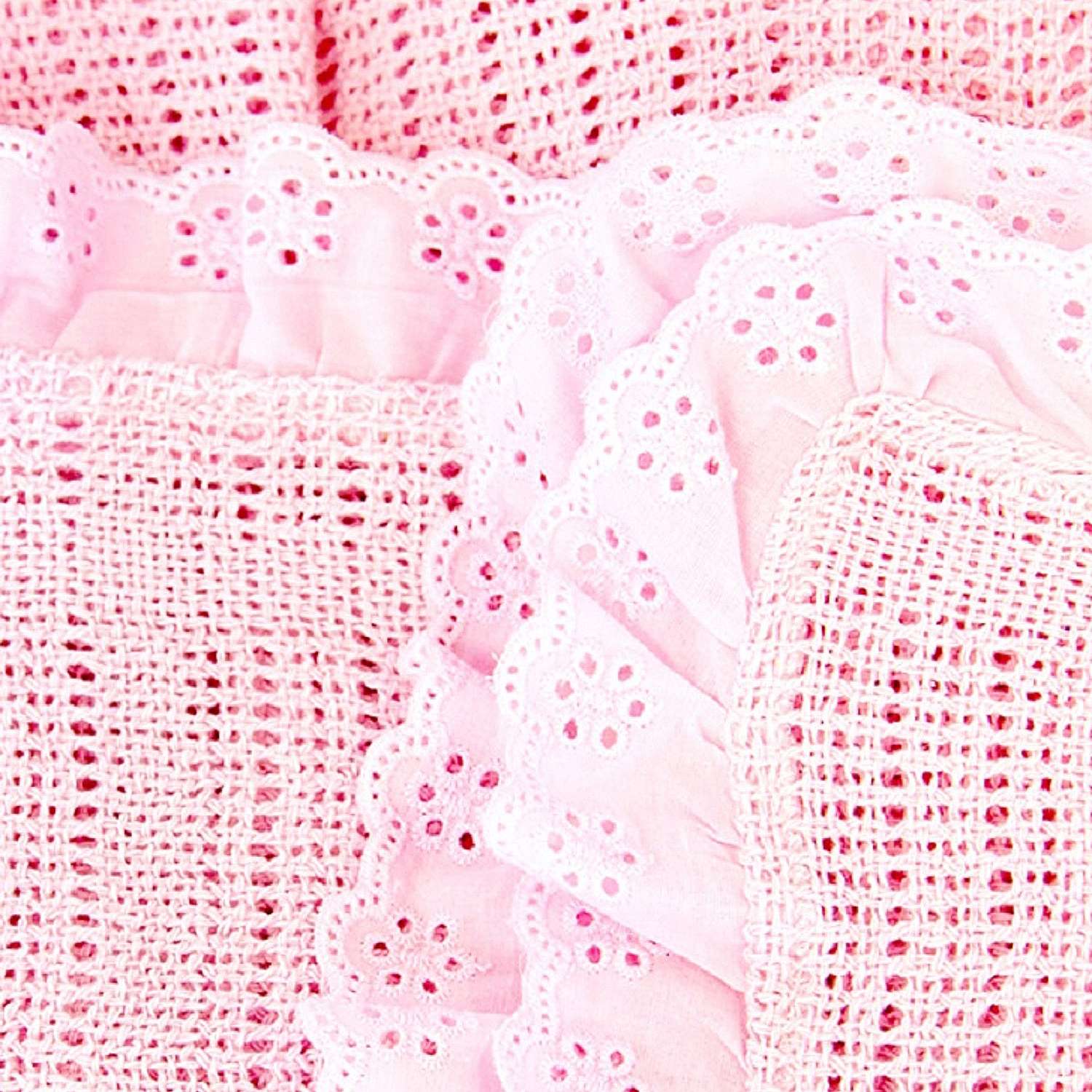 Одеяло вязанное с рюшами Baby Nice Розовое - фото 2