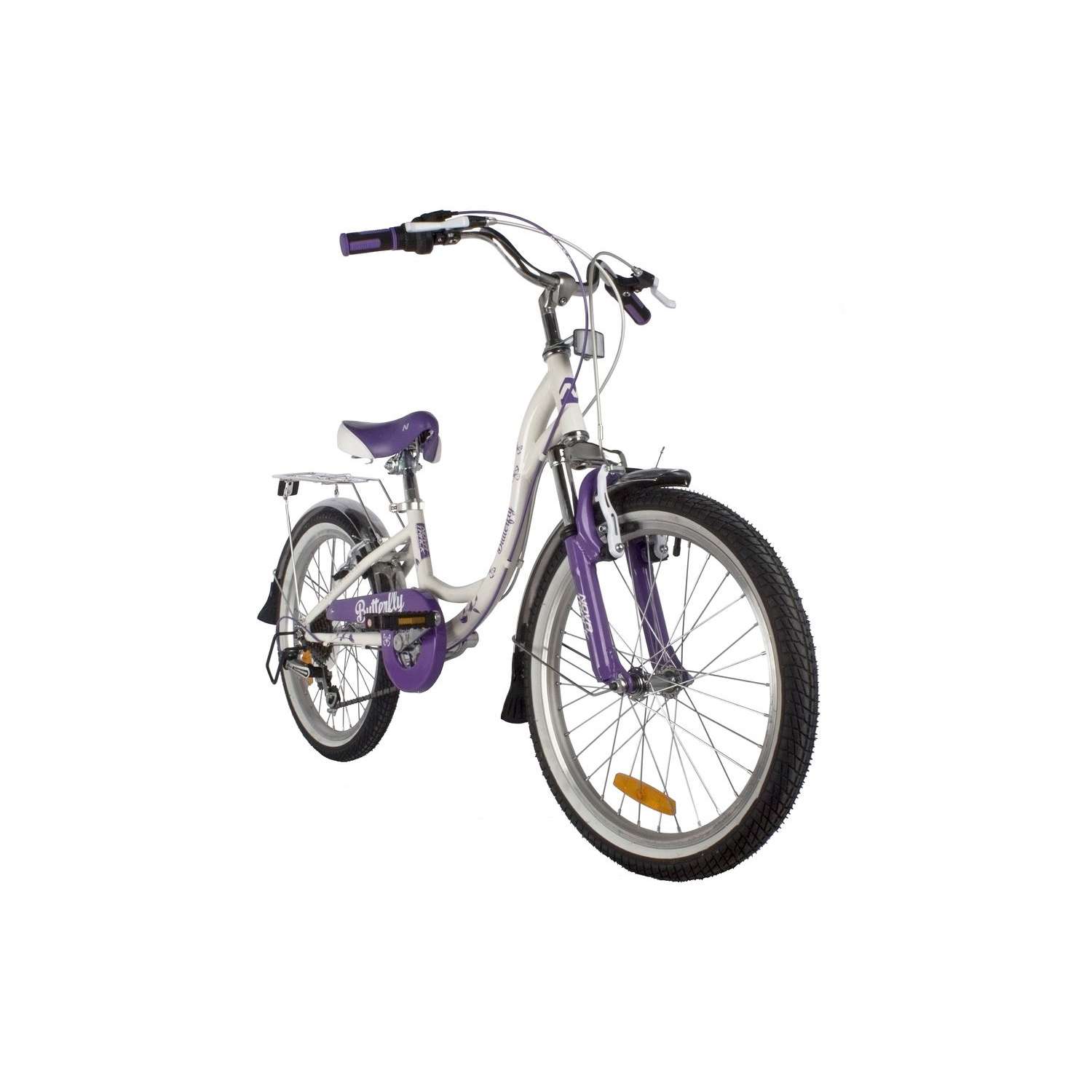 Велосипед NOVATRACK Butterfly 20 бело-фиолетовый - фото 2