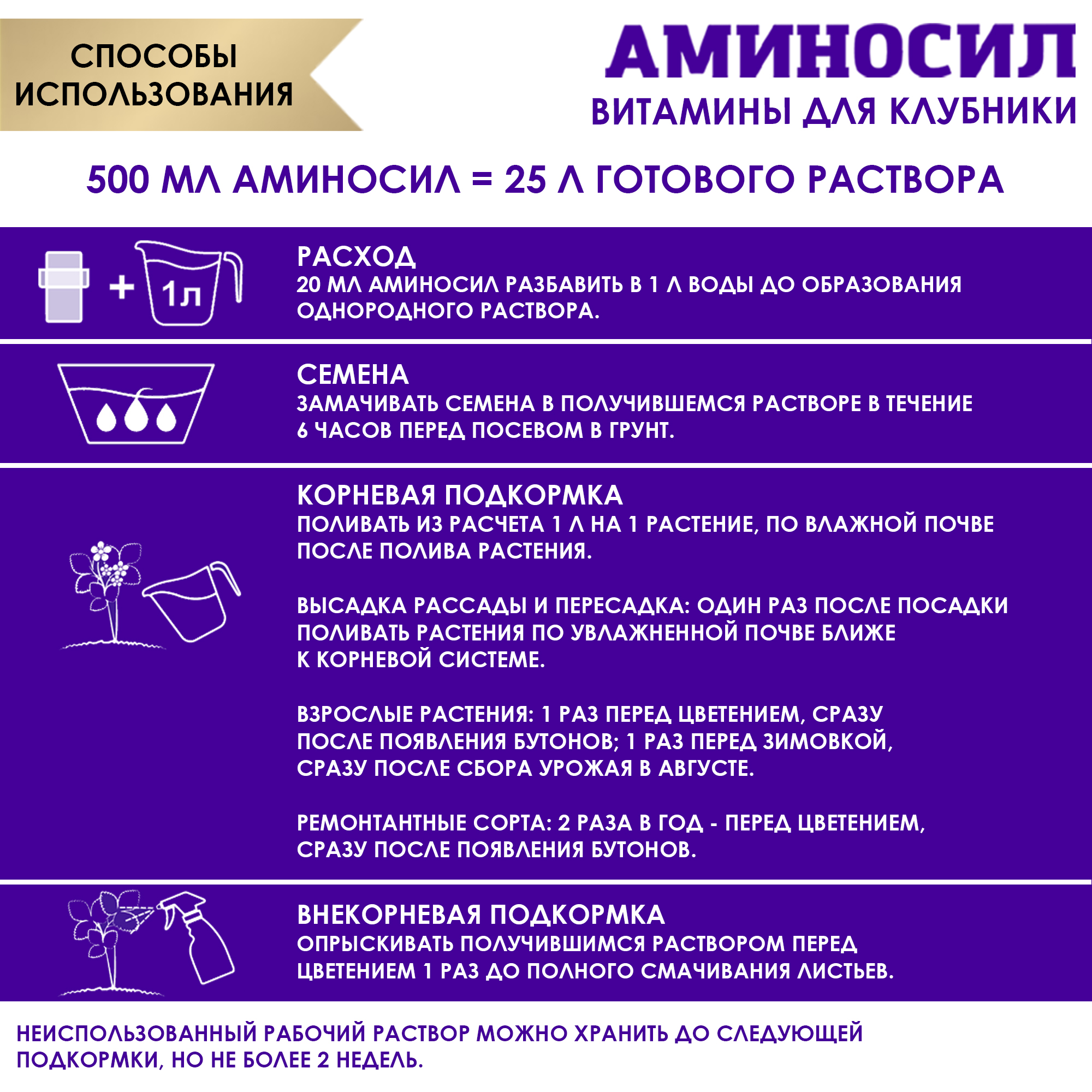 Удобрение Аминосил Витамины для клубники 500 мл - фото 4