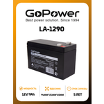 Аккумулятор GoPower свинцово-кислотный GoPower LA-1290 12V 9Ah клеммы T2/ F2 1/5