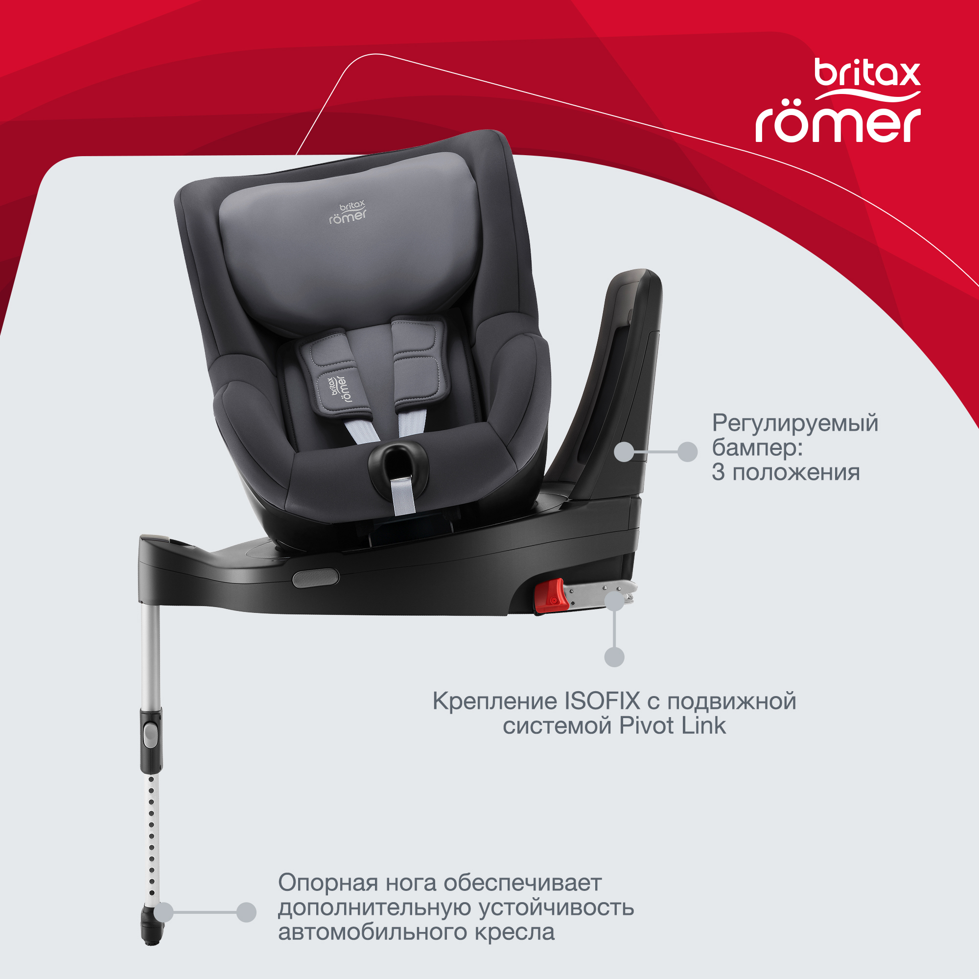 Автокресло Britax Roemer Dualfix M i-Size Midnight Grey - фото 6