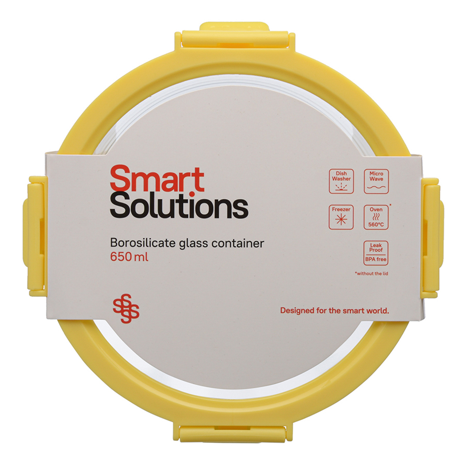 Контейнер для еды Smart Solutions стеклянный 650 мл желтый - фото 6