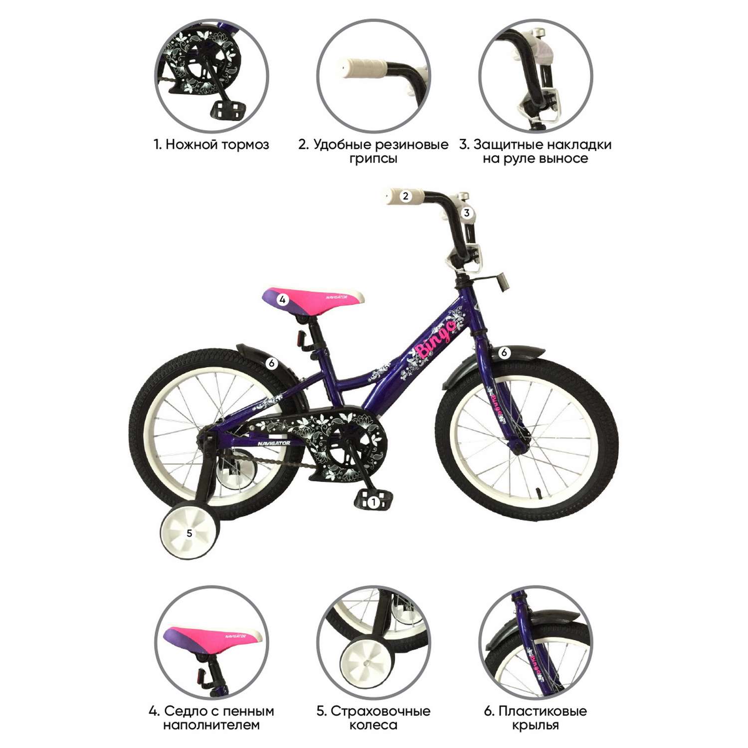Детский велосипед Navigator Bingo фиолетовый - фото 2