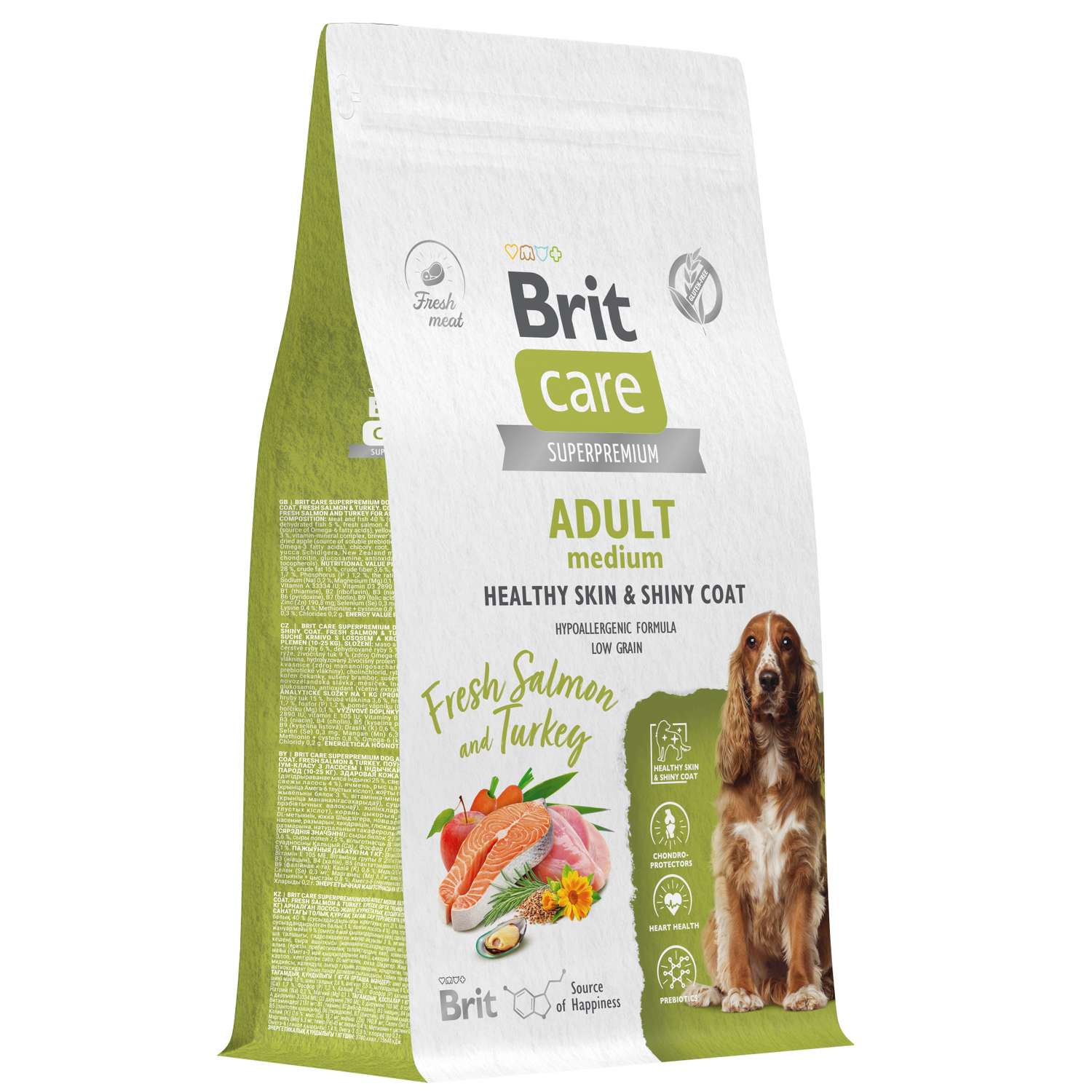 Корм для собак Brit Care 1.5кг средних пород с лососем и индейкой - фото 1
