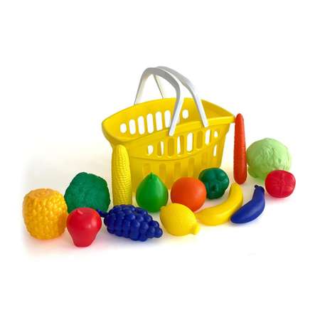 Игровой набор Leader Корзина с продуктами 15 предметов желтый