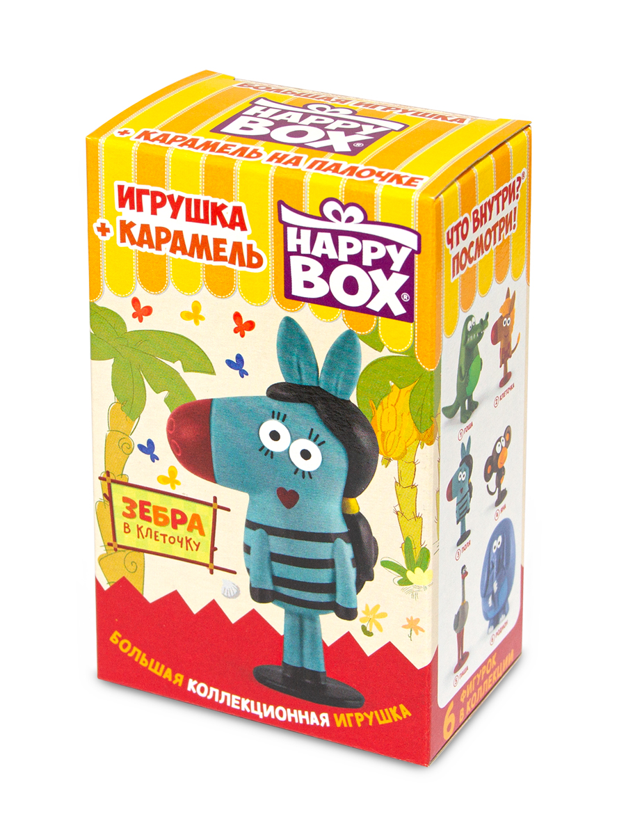 Леденцы с игрушкой Сладкая сказка Happy box зебра в клеточку 30г - фото 6