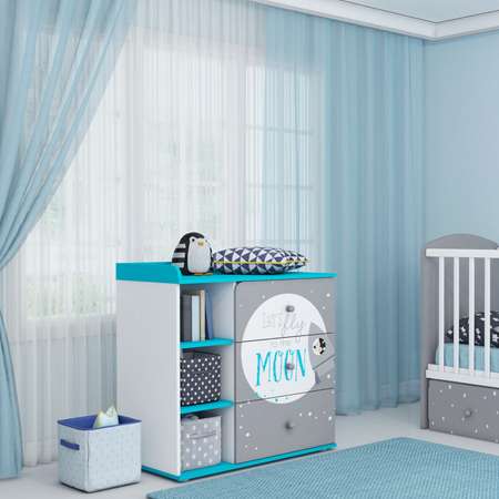 Комод Polini kids Disney baby Микки Маус с 3ящиками Белый-Серый