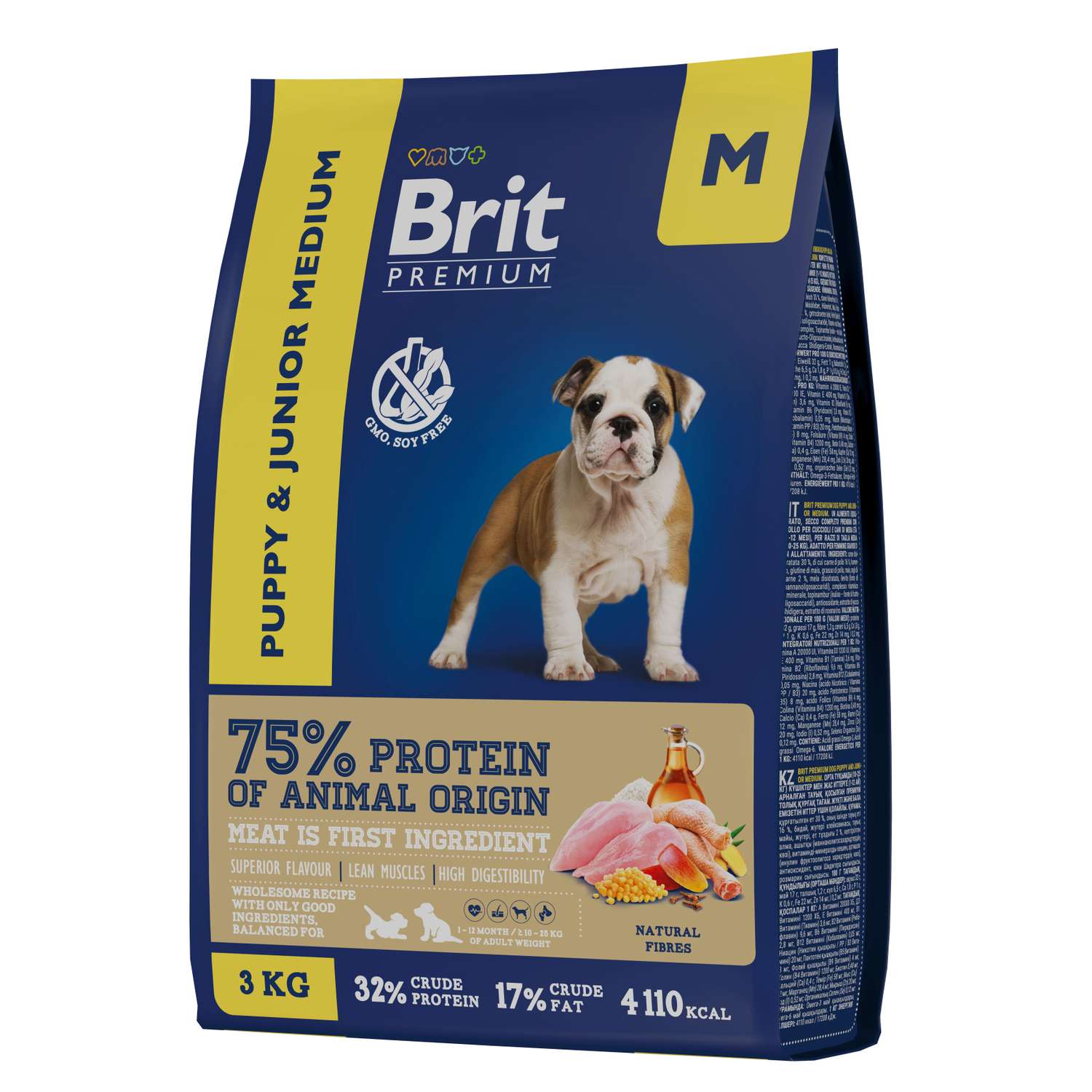 Корм для собак Brit 3кг Premium Dog Puppy and Junior Medium с курицей - фото 1