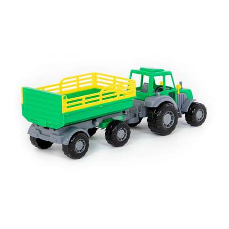 Трактор Полесье с прицепом Мастер зеленый 43 см