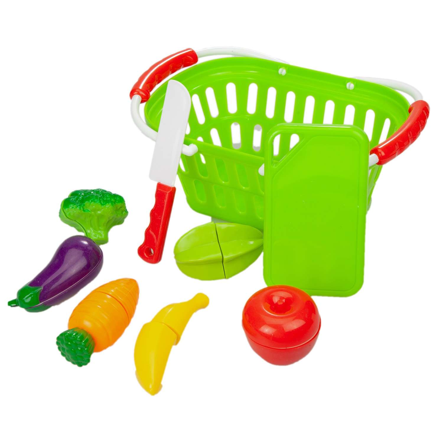 Набор игровой EstaBella овощи и фрукты на липучке в корзине - фото 1