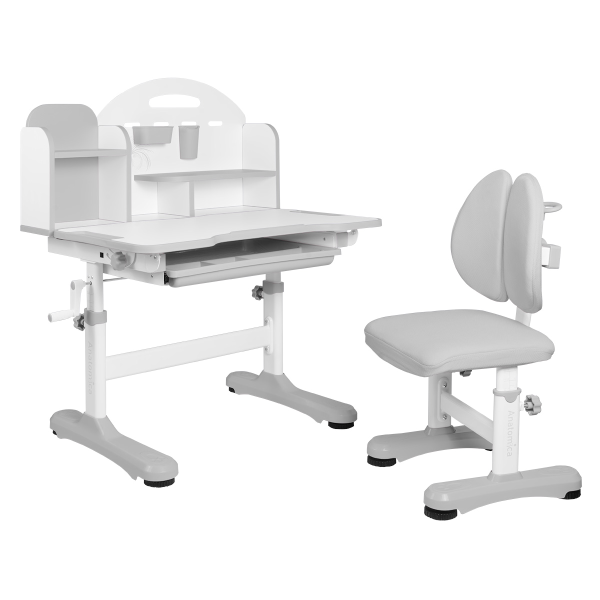Комплект парта + стул Anatomica Fiona белый/серый - фото 1