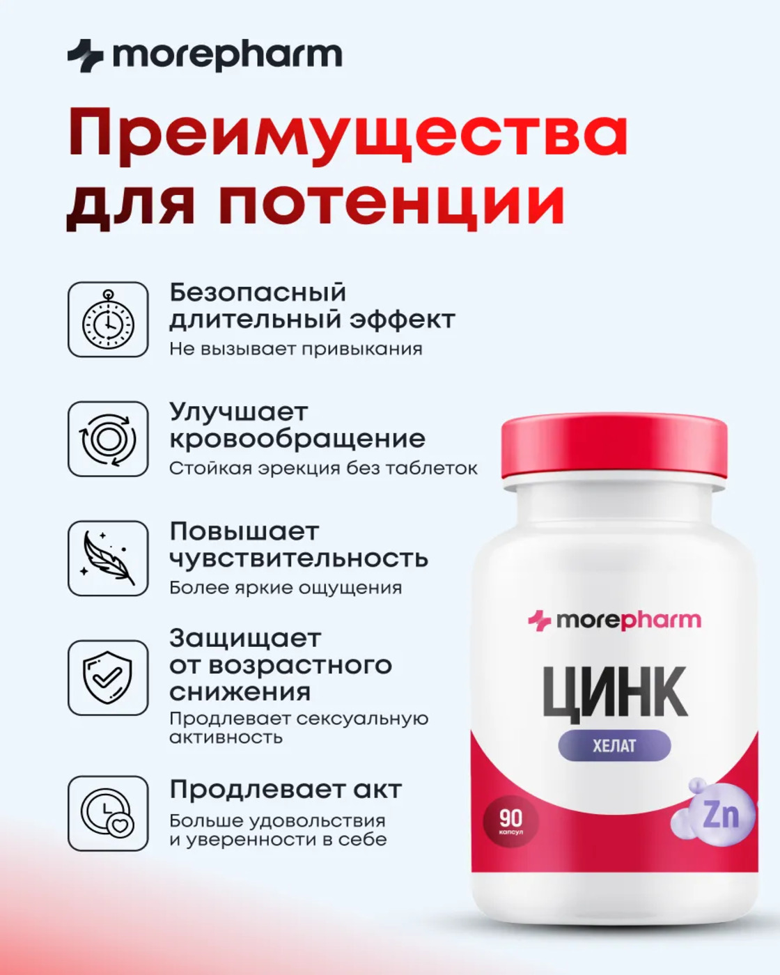 БАД morepharm Цинк хелат для мужчин - фото 6