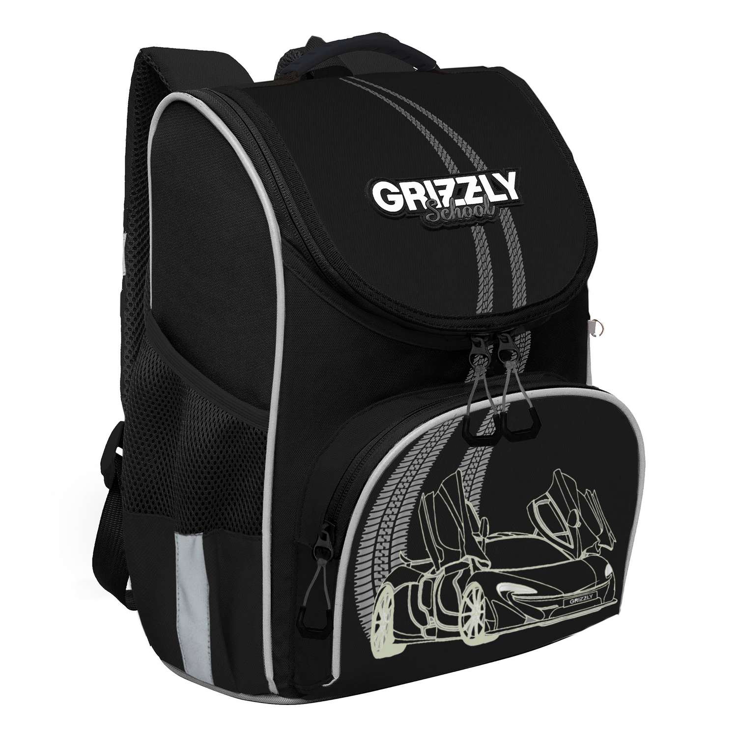 Рюкзак школьный с мешком Grizzly Черный RAm-485-8/3 - фото 1