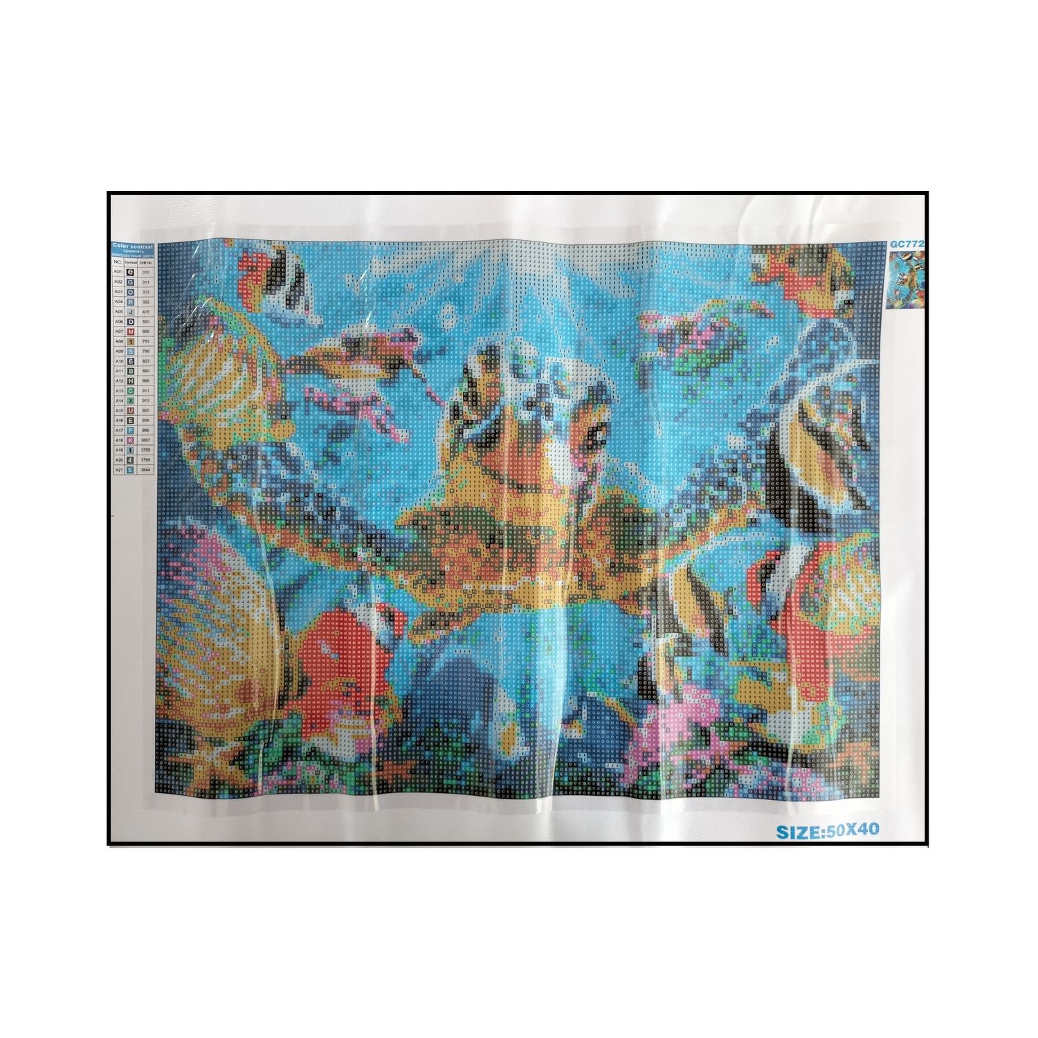 Алмазная мозаика Seichi Морская черепашка с рыбками 40х50 см - фото 3