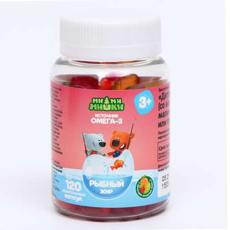 Рыбный жир Ми-Ми-Мишки детский Ми-Ми-Мишки фруктово-ягодный микс 120 жевательных капсул по 400 мг