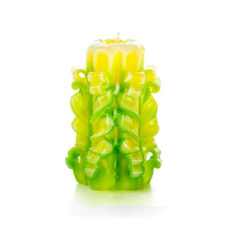 Свеча декоративная Aromatte резная ручной работы Lace Lime S кружева лайм 9см