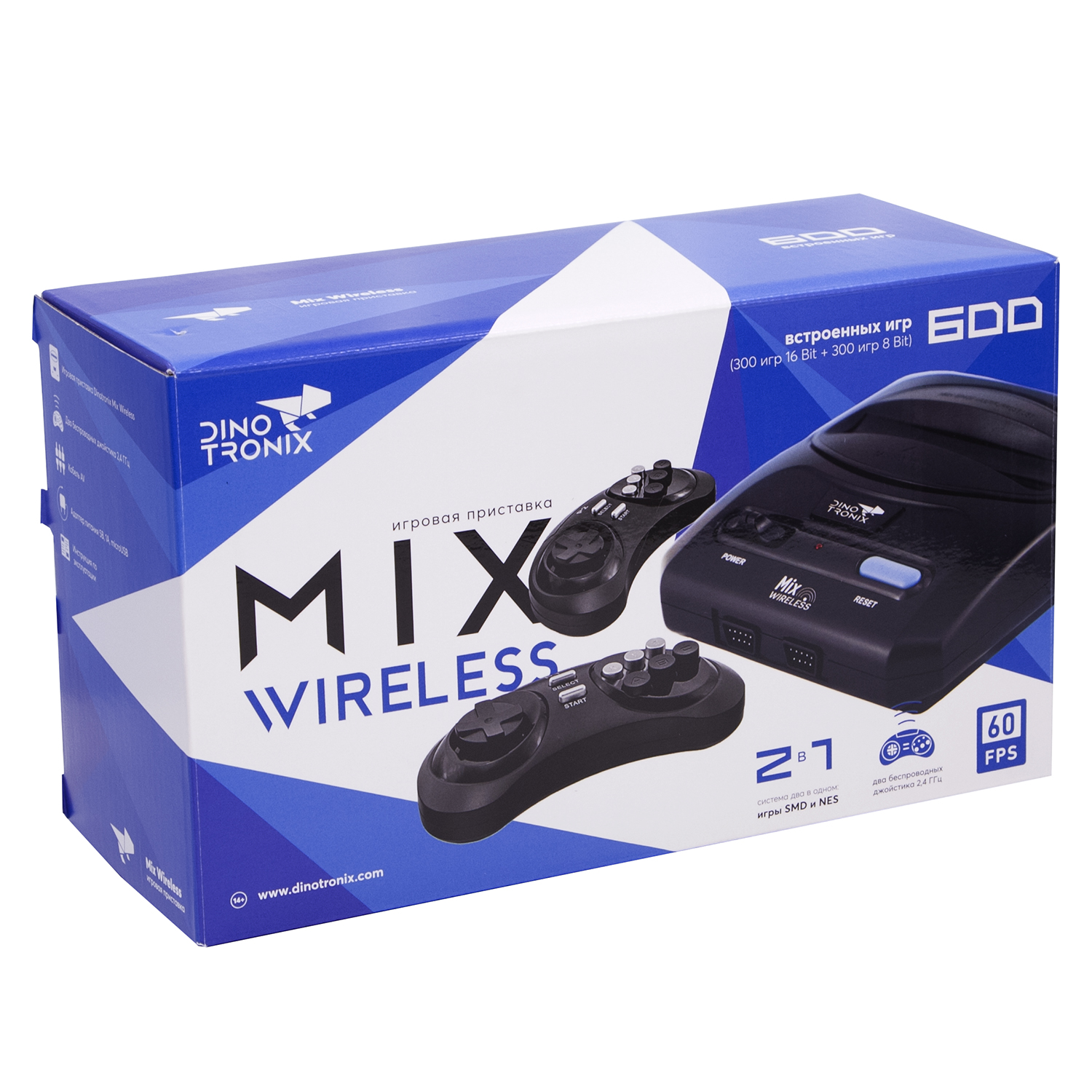 Игровая приставка для детей Retro Genesis Dinotronix Mix Wireless + 600 игр AV 2 беспроводных джойстика - фото 1