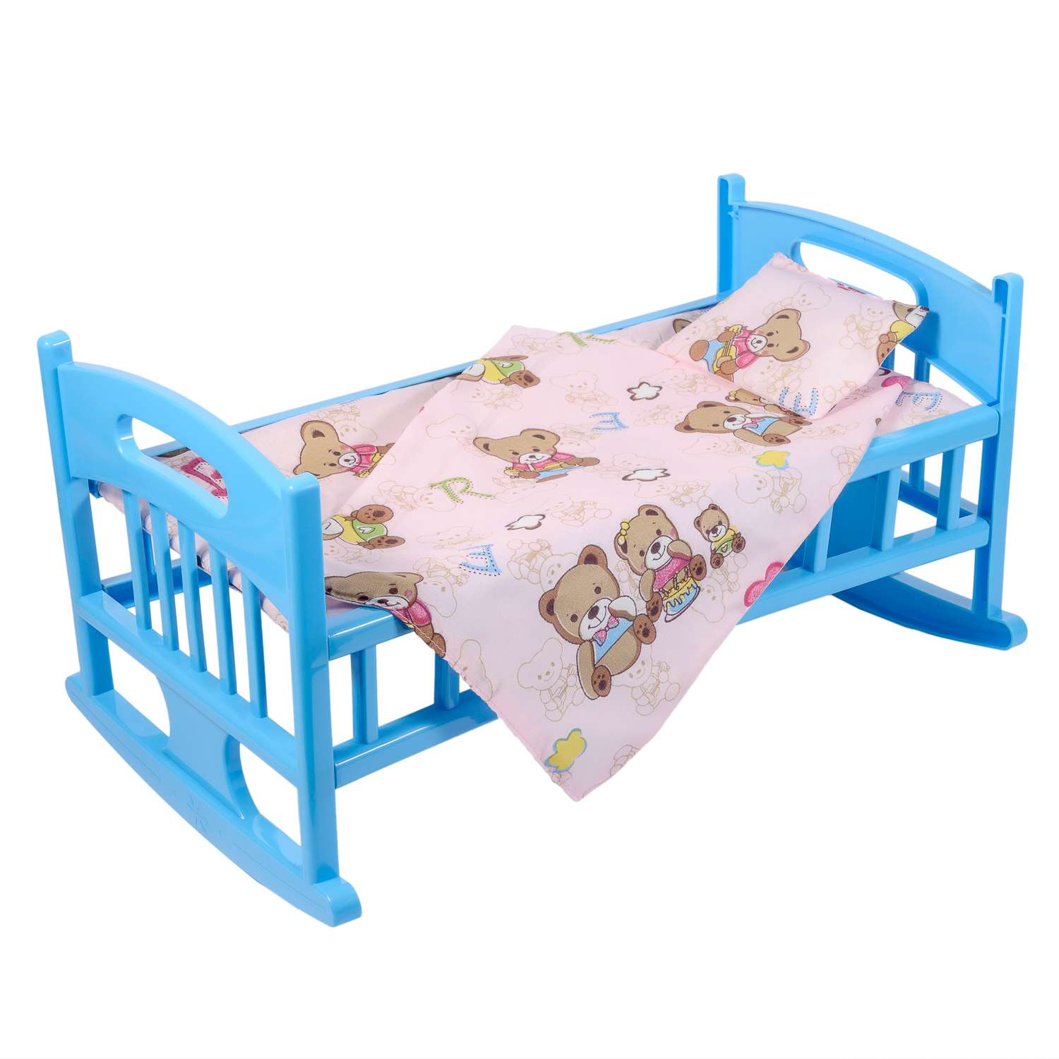 Кроватка для кукол Green Plast с постелькой синяя ККП002 - фото 1