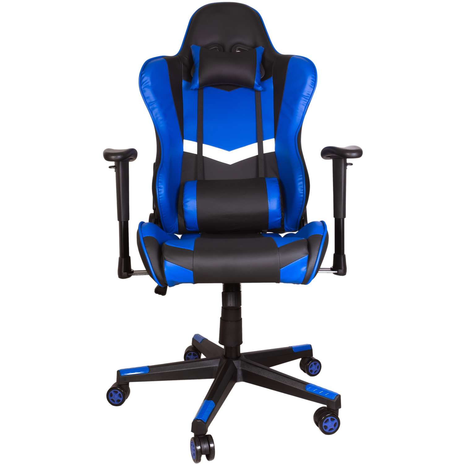 Компьютерное кресло игровое GRAMBER сине-черно-белый экокожа - фото 1