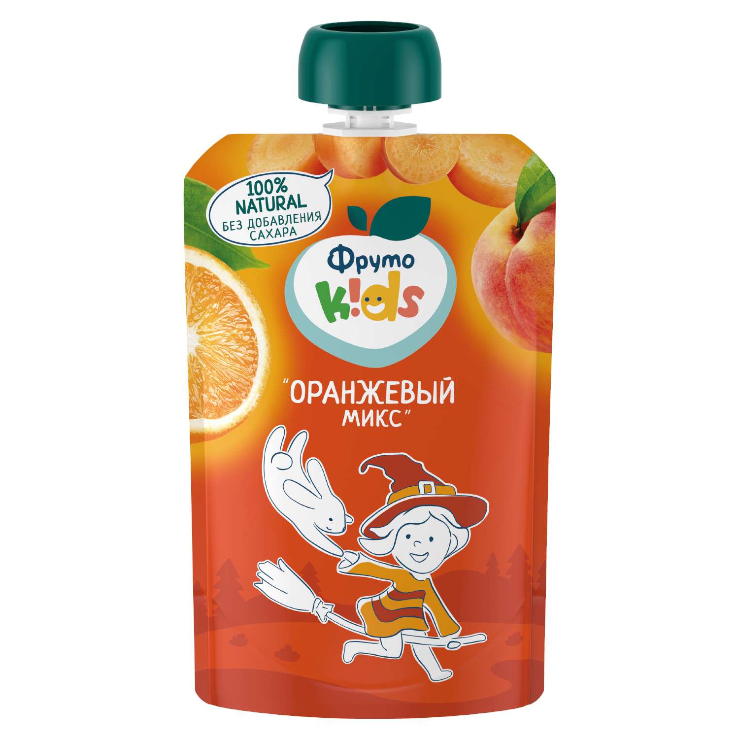 Пюре ФрутоKids яблоко-персик-морковь-апельсин 90г с 6месяцев - фото 1