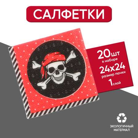 Cалфетки Страна карнавалия «Пират» 25х25 см набор 20 шт.