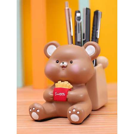 Подставка для канцелярии iLikeGift Sweet bear brown